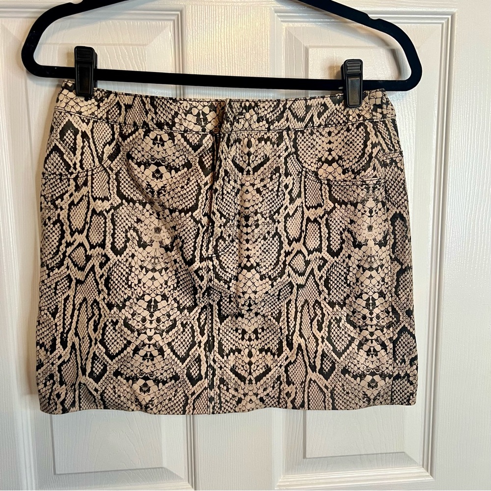 NWT Leather snake print mini skirt